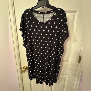 3x Torrid Black and White Heart super soft sleep dress